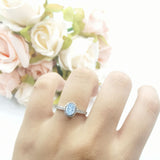 Oval Natural Stone Flower Ring
