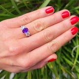 Three Stone Oval Natural Stone Trellis Ring