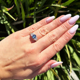 Three Stone Oval Natural Stone Wedding Ring