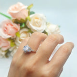 Flower Trillium Round Natural Stone Ring