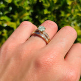 Two Piece Round Natural Green Amethyst Prasiolite Cathedral Ring