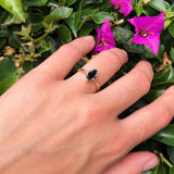 Marquise Black CZ Solitaire Gold Ring
