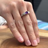 Three Stone Round Gold Ring