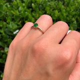 Round Green Emerald CZ Solitaire Gold Ring