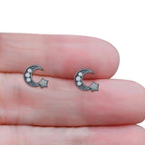 Crescent Moon & Star Stud Earrings