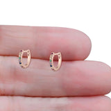 Minimalist 11mm Multicolor Cubic Zirconia Huggie Hoop Earrings 925 Sterling Silver
