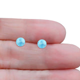 Round 7mm Lab Created Opal Solitaire Stud Earring 925 Sterling Silver