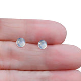 Round 7mm Lab Created Opal Solitaire Stud Earring 925 Sterling Silver