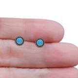 Round 8mm Lab Created Opal Twisted Rope Stud Earring 925 Sterling Silver