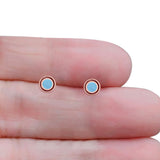 Minimalist 6.8mm Lab Created Opal Bali Stud Earring  925 Sterling Silver
