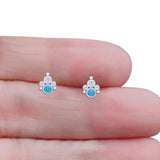 Paw Print Stud Earring Lab Created Opal & Cubic Zirconia 925 Sterling Silver