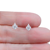 Paw Print Stud Earring Lab Created Opal & Cubic Zirconia 925 Sterling Silver