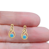 Round 21.5mm Twisted Loop Drop Fishhook Earring Oxidized Lab Created Opal 925 Sterling Silver