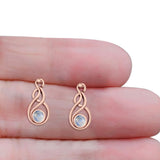 Round 21.5mm Twisted Loop Drop Fishhook Earring Oxidized Lab Created Opal 925 Sterling Silver