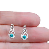 Round 21.5mm Twisted Loop Drop Fishhook Earring Oxidized Lab Created Opal 925 Sterling Silver