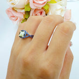 Art Deco Cushion Cut Halo Infinity Twist Ring