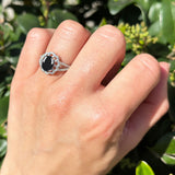 Art Deco Oval Natural Stone Flower Ring
