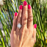 Floral Art Deco Halo Ring