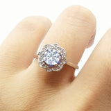 Floral Style Round Natural Stone Ring