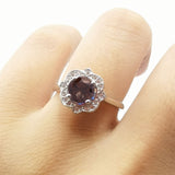 Floral Style Round Natural Stone Ring