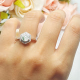 Vintage Style Round Natural Stone Hexagonal Ring