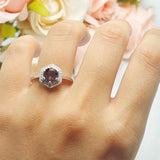Vintage Style Round Natural Stone Hexagonal Ring