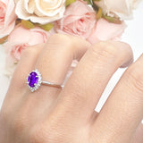 Art Deco Oval Halo Floral Ring