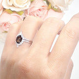 Two Piece Oval Curved Contour Silver Ring