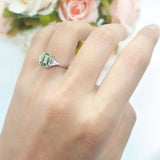 Three Stone Emerald Cut Trellis Ring