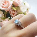 Art Deco Round Natural Stone Halo Princess Cut Ring