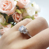 Art Deco Round Natural Stone Halo Princess Cut Ring