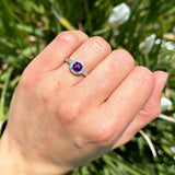 Vintage Style Halo Round Natural Stone Ring