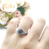 Art Deco Halo Engagement Ring