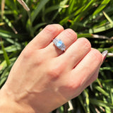 Three Stone Oval Natural Stone Trellis Ring
