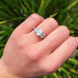 Three Stone Oval Natural Stone Trellis Ring