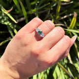 Three Stone Oval Natural Stone Wedding Ring