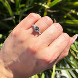 Art Deco Round Natural Stone Leaf Style Ring