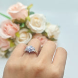 Flower Trillium Round Natural Stone Ring