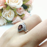 Two Piece Pear Teardrop Natural Stone Ring