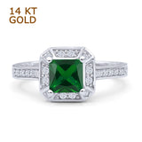 Princess Cut Halo Art Deco Gold Ring