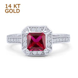 Princess Cut Halo Art Deco Gold Ring