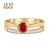 Two Piece Round Solitaire Eternity Gold Ring