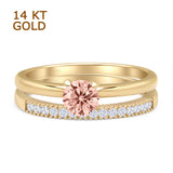 Two Piece Round Solitaire Eternity Gold Ring