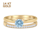 Two Piece Round Solitaire Bridal Gold Ring