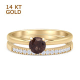 Two Piece Round Solitaire Bridal Gold Ring