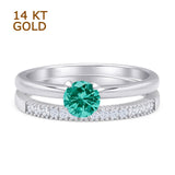 Two Piece Round Solitaire Eternity Gold Ring