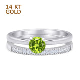 Two Piece Round Solitaire Eternity Gold Ring