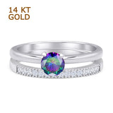 Two Piece Round Solitaire Eternity Gold Ring