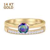 Two Piece Round Solitaire Eternity Gold Ring