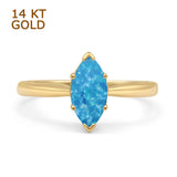 Marquise Lab Created Blue Opal Solitaire Gold Ring